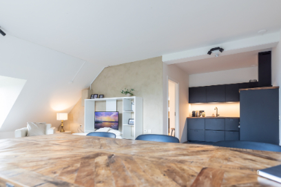Open leefruimte met eettafel en keuken in EIK 9